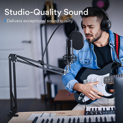 MAONO AU-PM421 USB Microphone with AU-MH601 Studio Monitor Headphones Bundle Plug and Play for Podcast, YouTube, Music…