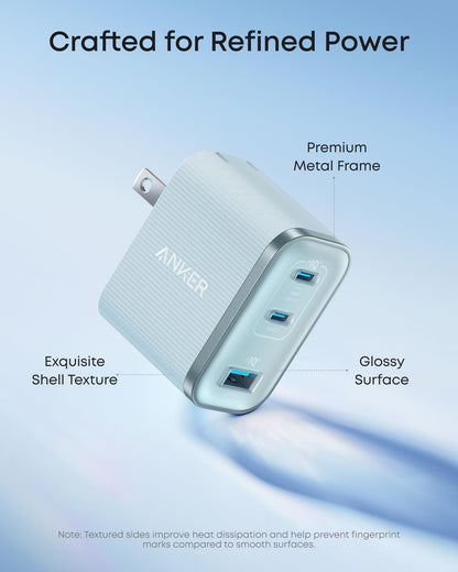 Anker Nano Charger, Ultra-Fast 70W Output 3-Port USB C Charger Block, Fast Charging, Compact and Stylish, for iPhone 17/16 Series, MacBook, iPad, Pixel, Galaxy, and More(Black, Cable Included)