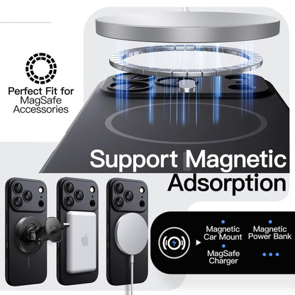 JETech Magnetic Slim Case for iPhone 17 Pro Max 6.9-Inch, Compatible with MagSafe, Ultra-Thin Lightweight Minimalist Phone Cover with Matte Finish and Full Camera Lens Protection (Black)