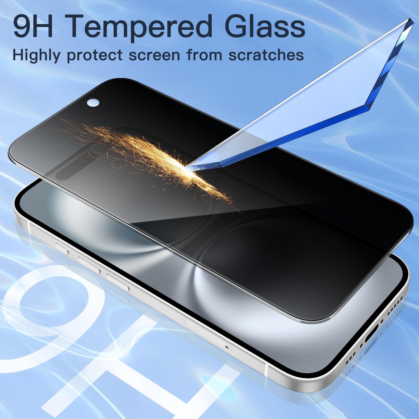 JETech Privacy Screen Protector for iPhone 15 6.1-Inch, Anti-Spy Tempered Glass Film with Easy Installation Tool, 2-Pack