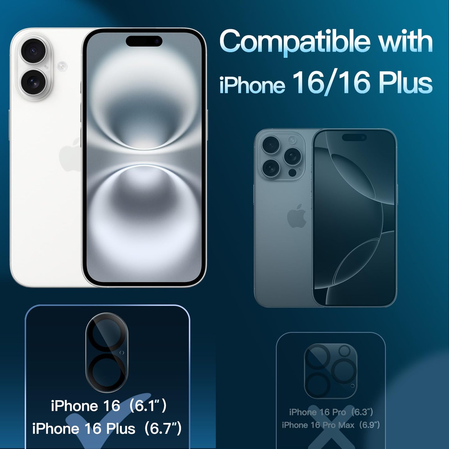 JETech Camera Lens Protector for iPhone 15 6.1-Inch and iPhone 15 Plus 6.7-Inch, 9H Tempered Glass, Anti-Scratch, Case Friendly, Does Not Affect Night Shots, HD Clear, 3-Pack