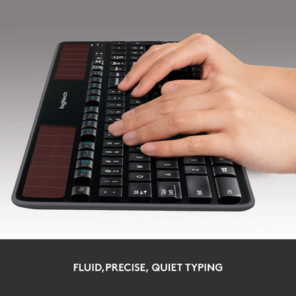 Logitech K750 Wireless Solar Keyboard for Windows, 2.4GHz Wireless with USB Unifying Receiver, Ultra-Thin, Compatible with PC, Laptop - Black