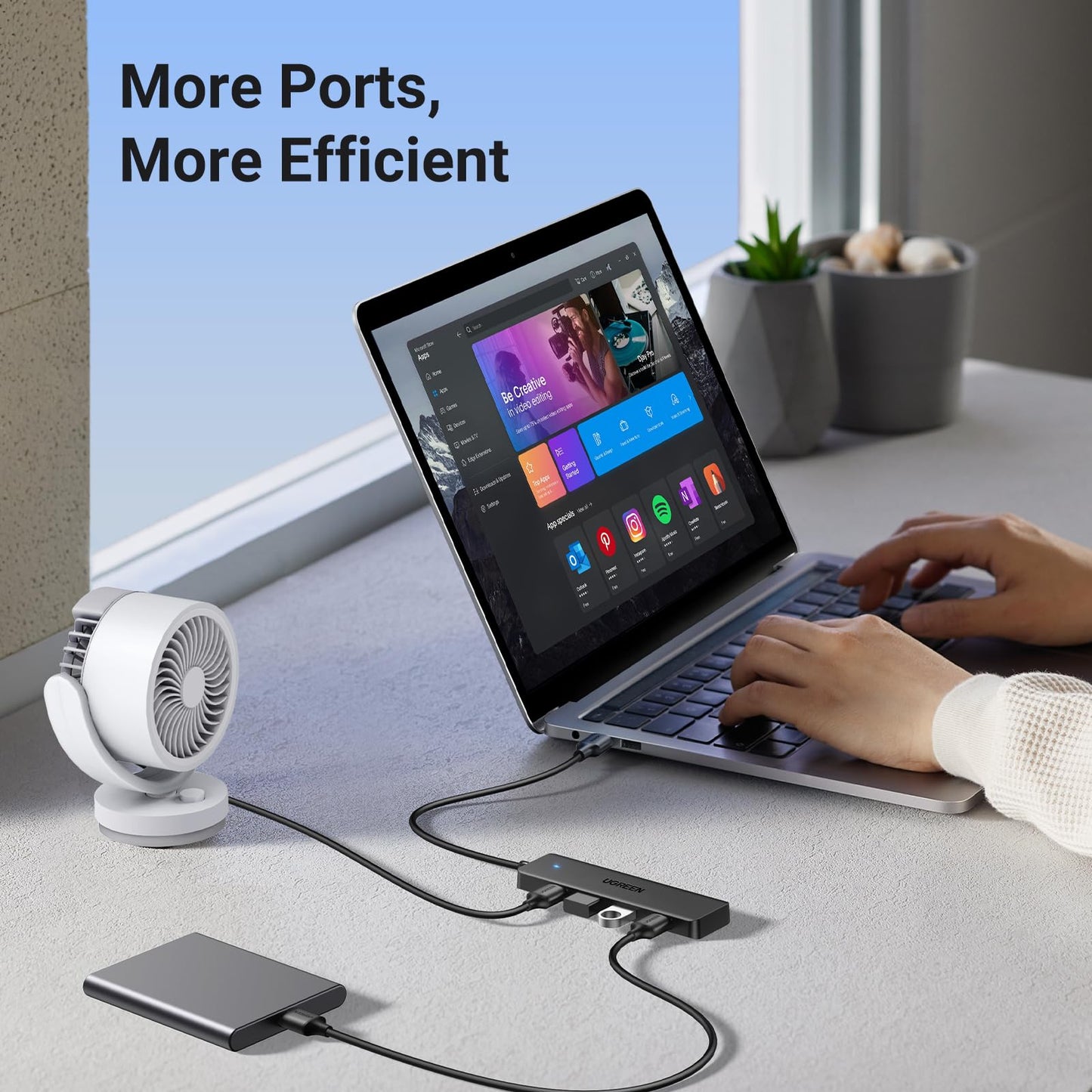 UGREEN USB 3.0 Hub, 4 Ports USB A Splitter Ultra-Slim USB Expander for Mouse, Keyboard, Flash Drive, U Disk, Printer Compatible with Laptop, Desktop PC, Xbox, PS5, and More