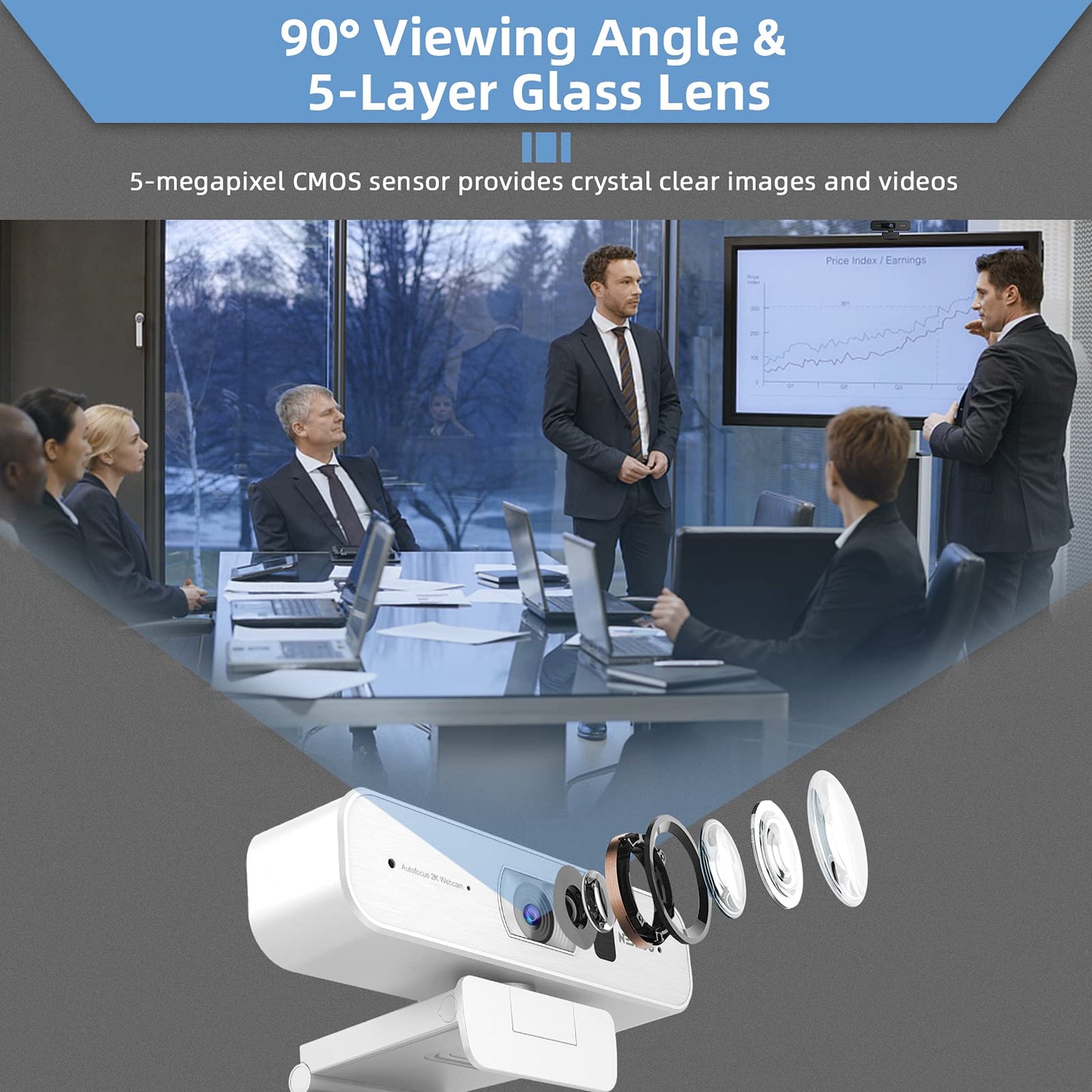 NexiGo N60 1080P Webcam with Microphone, Software Control & Privacy Cover, USB HD Computer Web Camera, Plug and Play, for Zoom/Skype/Teams, Conferencing and Video Calling