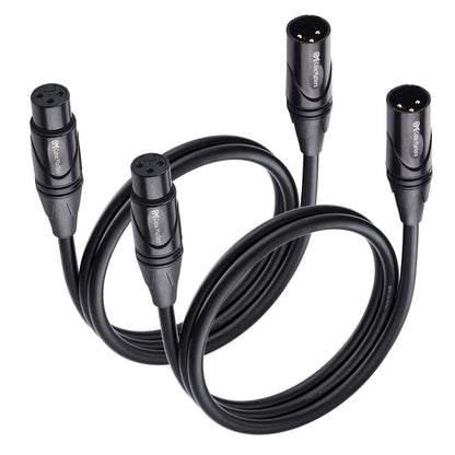Cable Matters 2-Pack Premium XLR to XLR Cables - 6ft, Male to Female Microphone Cable, Oxygen-Free Copper (OFC) Mic Cord, Black