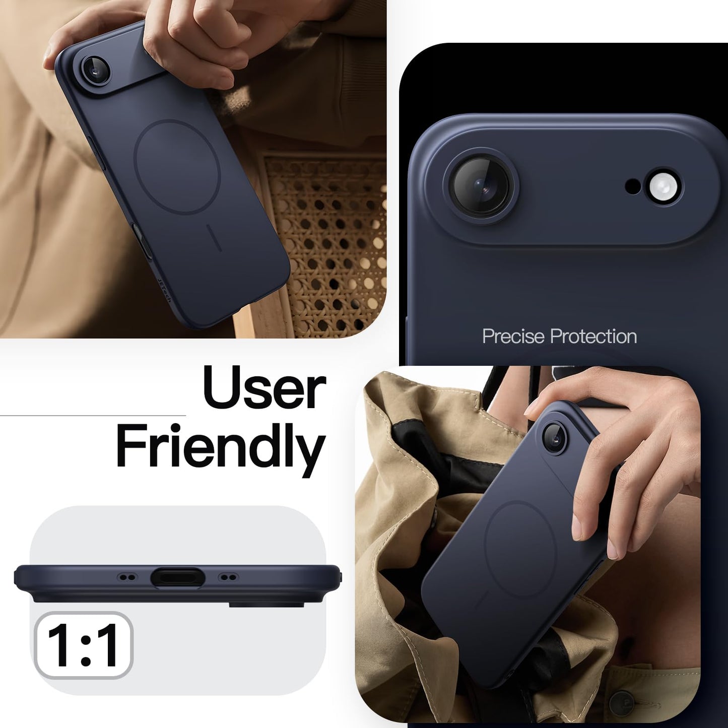 JETech Magnetic Slim Case for iPhone 17 Pro Max 6.9-Inch, Compatible with MagSafe, Ultra-Thin Lightweight Minimalist Phone Cover with Matte Finish and Full Camera Lens Protection (Black)