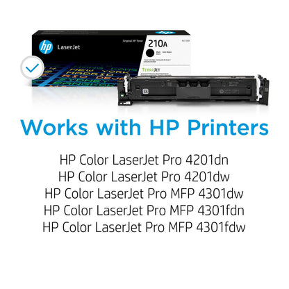HP 210X High-Yield Toner Cartridge 4-Pack (Black, Cyan, Magenta, Yellow) | Compatible Color LaserJet Pro 4201 & MFP 4301 Series Printers | W2100XQ1