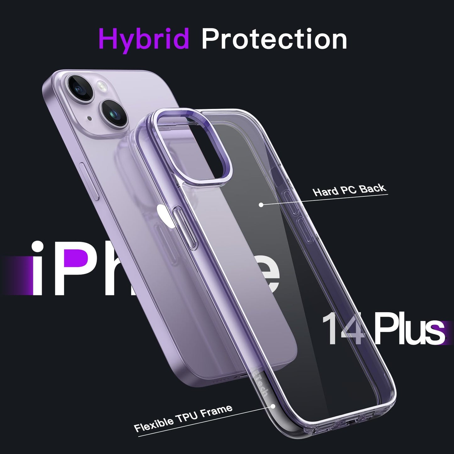 JETech Case for iPhone 14 6.1-Inch, Non-Yellowing Shockproof Phone Bumper Cover, Anti-Scratch Clear Back (Clear)