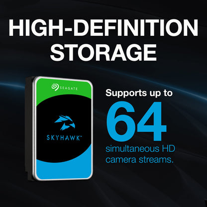 Seagate Skyhawk 4TB Video Internal Hard Drive HDD – 3.5 Inch SATA 6Gb/s 64MB Cache for DVR NVR Security Camera System with Drive Health Management and in-House Rescue Services (ST4000VXZ16/016)