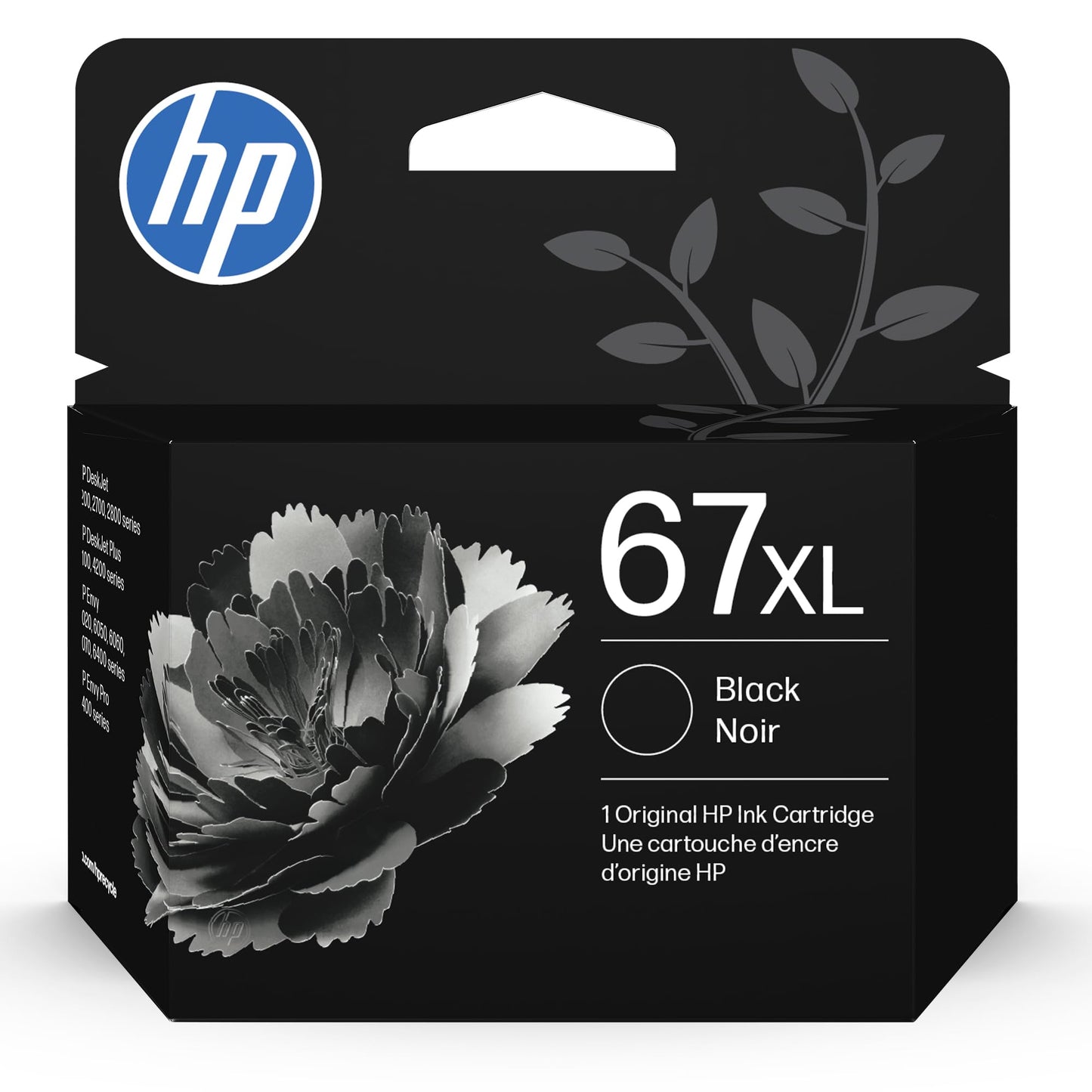HP 67Xl Black High-Yield Ink Cartridge - 2 Pack| Works with DeskJet 1255, 2700, 4100, Envy 6000, 6400 Series