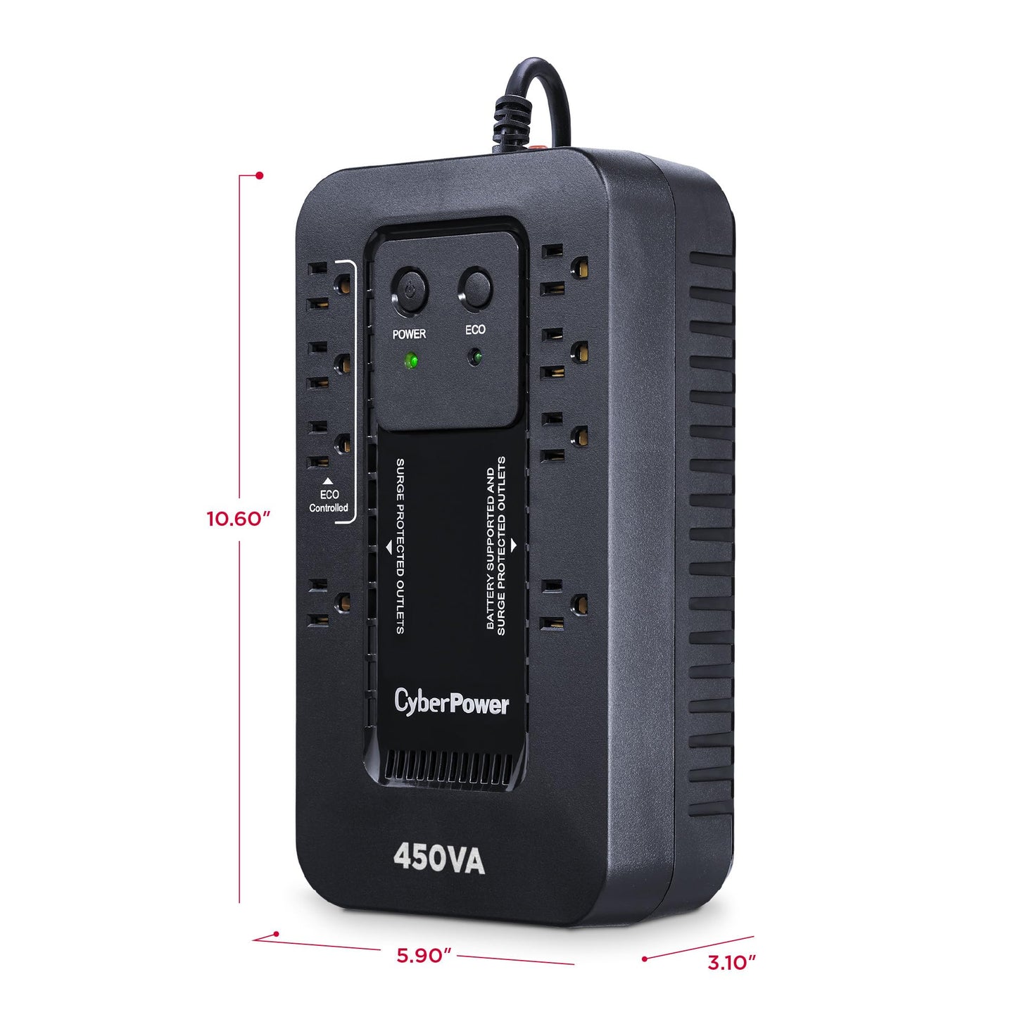 CyberPower EC850LCD Ecologic UPS Battery Backup and Surge Protector, 850VA/510W, 12 Outlets, ECO Mode, Compact, UL Certified