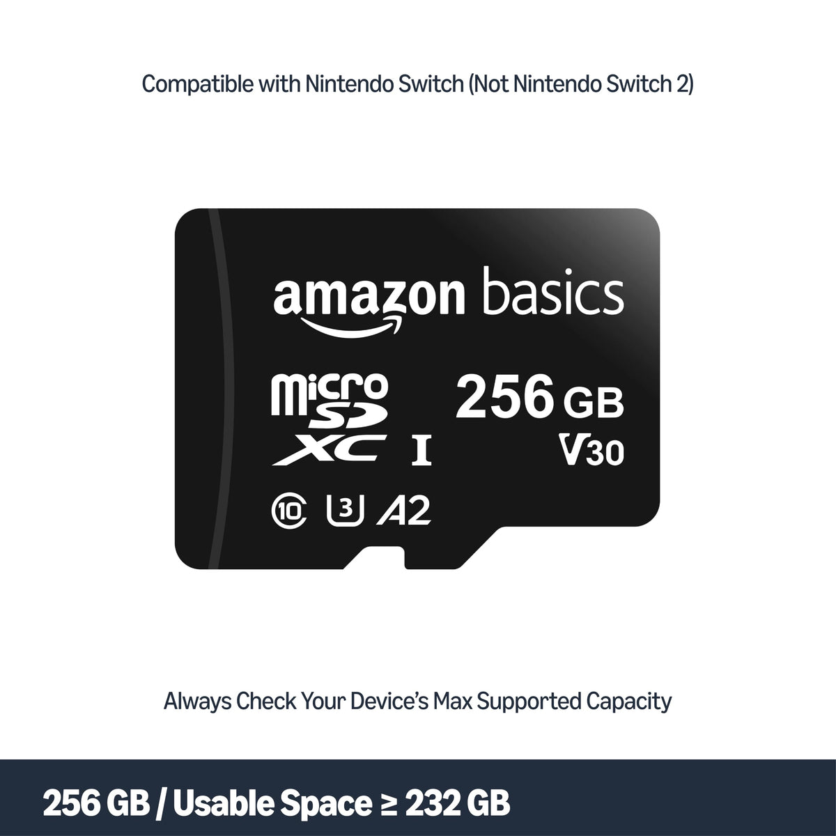 Amazon Basics microSDXC Memory Card with Full Size Adapter, A2, U3, Read Speed up to 100 MB/s, 64GB, Black (2pack)