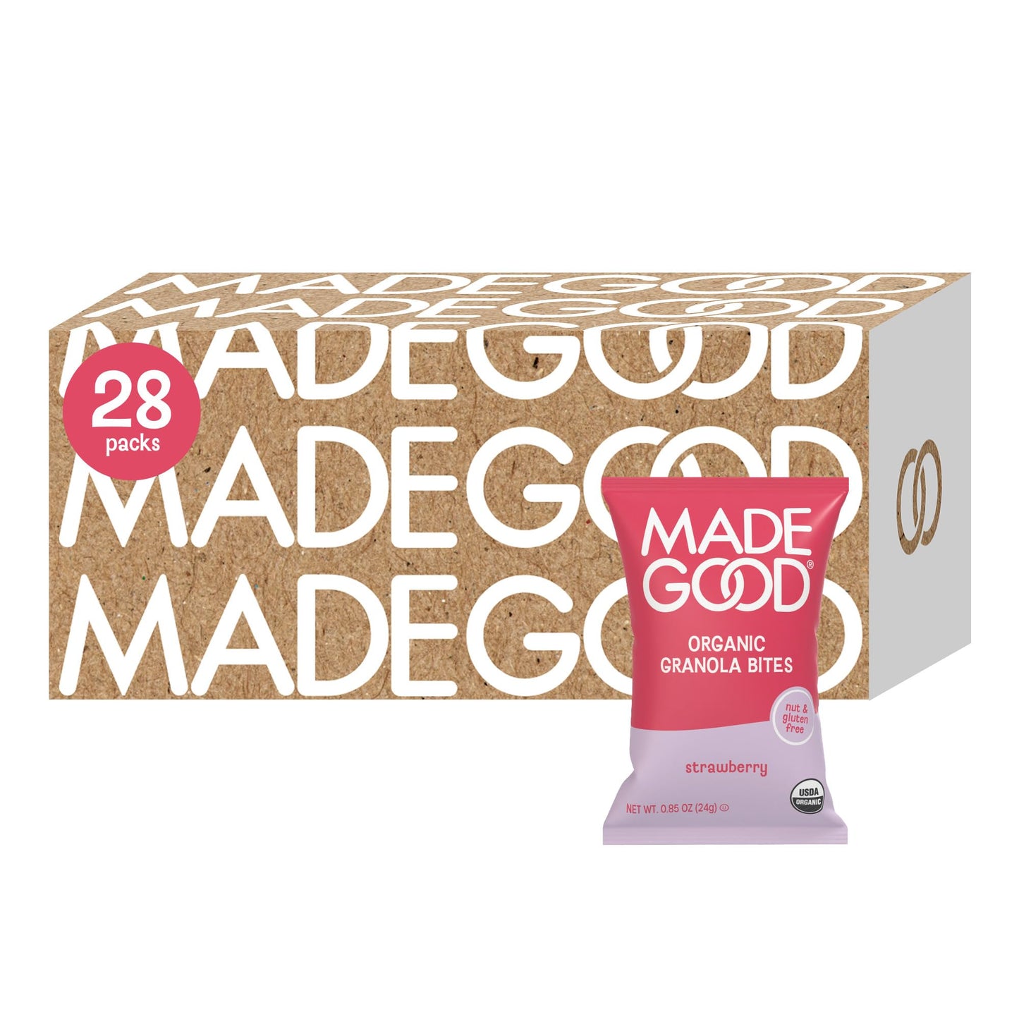 MadeGood Granola Bites Chocolate Chip & Strawberry Variety Pack (28 Count) Gluten Free and Organic Snacks