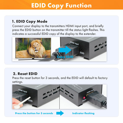 J-Tech Digital HDMI Extender over cat5e/6 1080P@200ft HDMI Balun Over Single Ethernet Supports EDID Copy Compatible with Dolby Digital DTS