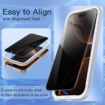 JETech Privacy Screen Protector for iPhone 15 6.1-Inch, Anti-Spy Tempered Glass Film with Easy Installation Tool, 2-Pack