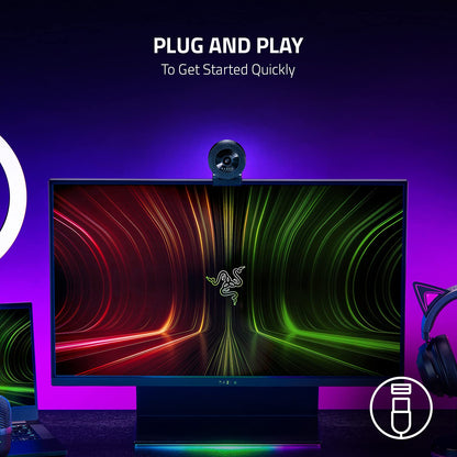 Razer Kiyo Streaming Webcam: 1080p 30 FPS / 720p 60 FPS - Ring Light w/Adjustable Brightness - Built-in Microphone - Advanced Autofocus