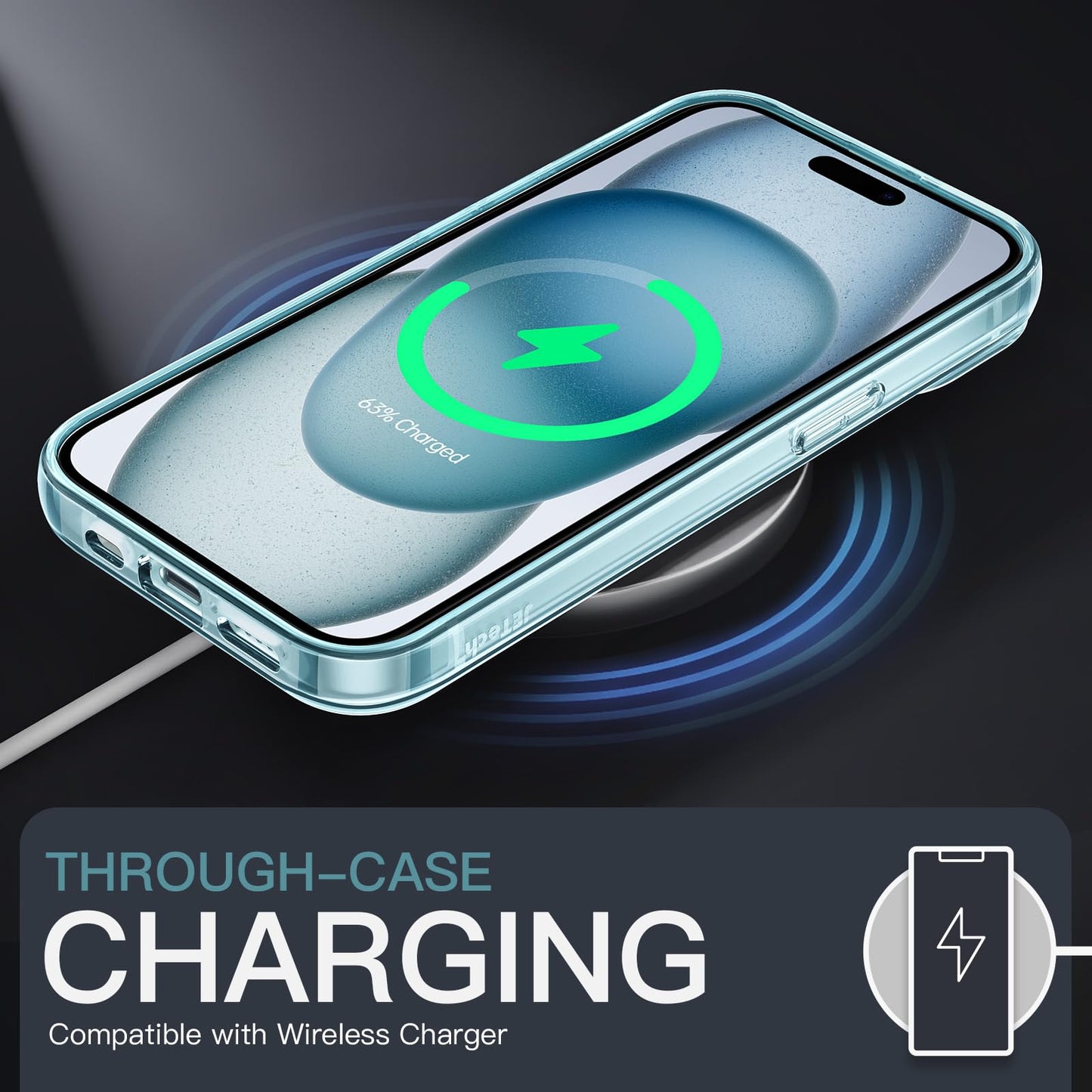 JETech Case for iPhone 15 6.1-Inch, Non-Yellowing Shockproof Phone Bumper Cover, Anti-Scratch Clear Back (Clear)