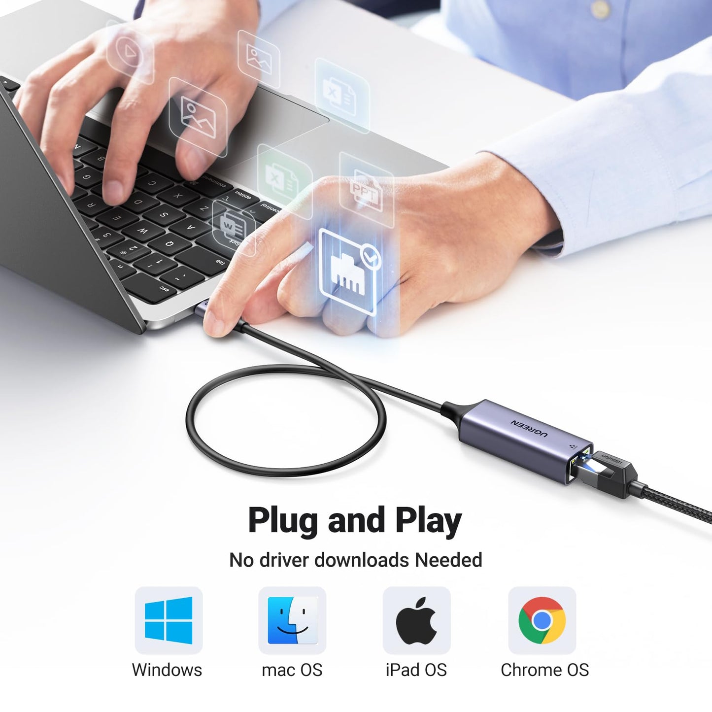 UGREEN USB C to Ethernet Adapter, Plug and Play 1Gbps Ethernet Adapter, Aluminum Case, (Thunderbolt 4/3 Compatible) to RJ45 Network Dongle, Compatible for MacBook Pro/Air, iPhone 17 Pro/Max, iPad, XPS