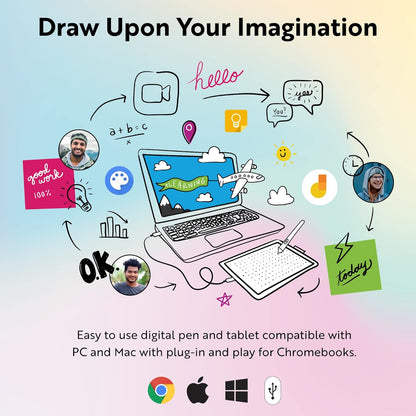 One by Wacom Small Graphics Drawing Tablet 8.3 x 5.7 Inches, Portable Versatile for Students and Creators, Ergonomic 2048 Pressure Sensitive Pen Included, Compatible with Chromebook Mac and Windows