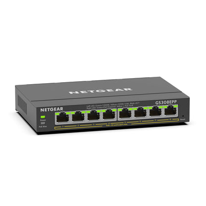 NETGEAR 5 Port PoE Gigabit Ethernet Easy Smart Managed Essentials Switch (GS305EP) - with 4 x PoE+ @ 63W, Desktop or Wall Mount
