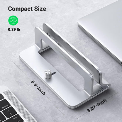 UGREEN Vertical Laptop Stand Holder for Desk Compatible with MacBook Pro, MacBook Air Stand Vertical Aluminum Adjustable for Up to 17.3 Inch Gaming Laptop, Gray