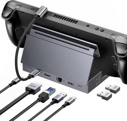 UGREEN Steam Deck Dock 9-in-1 USB C Docking Station Foldable Stand, 4K@60Hz HDMI, Gigabit Ethernet, PD 100W, 10Gbps USB A&C 3.2, TF/SD for Steam Deck, Rog Ally, ROG Xbox Ally, Legion Go