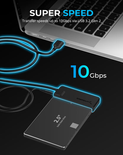 SABRENT USB 3.0 to 2.5in SATA Adapter Cable for SSD & HDD, UASP (EC-SSHD)