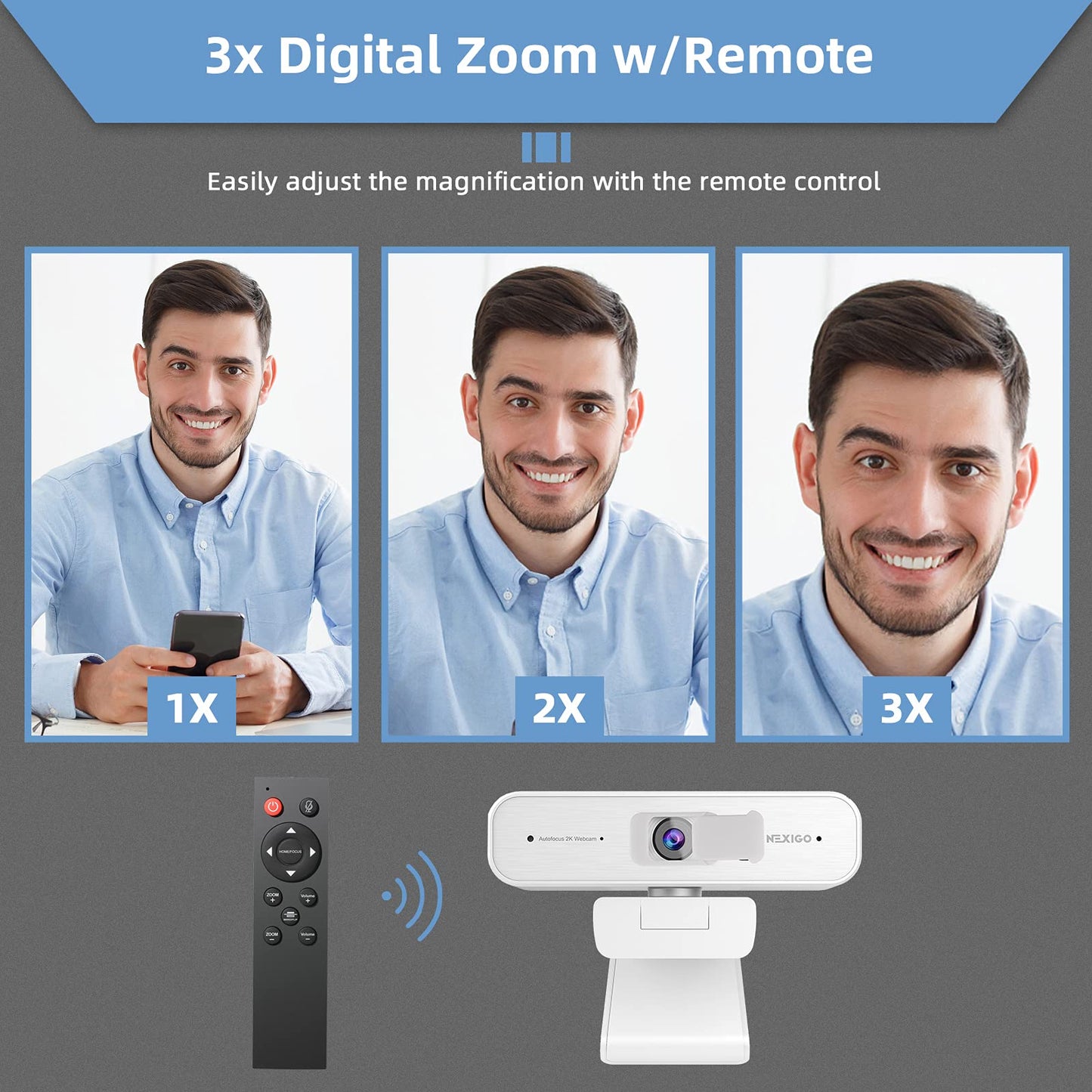 NexiGo N60 1080P Webcam with Microphone, Software Control & Privacy Cover, USB HD Computer Web Camera, Plug and Play, for Zoom/Skype/Teams, Conferencing and Video Calling