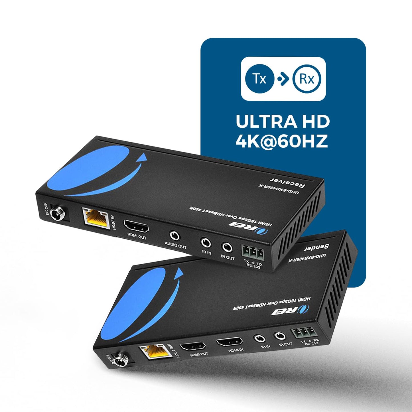 OREI 4K HDMI Extender over ethernet CAT5/CAT6/CAT7 Up To 165 Feet At 1080@60hz - HDMI 1.4 & HDCP 1.4 Compliant with One Way IR Pass Through, HDMI Loop Output & Power Over Cable