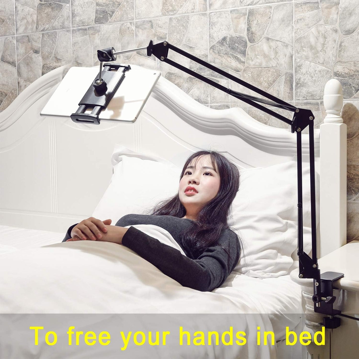 SAMHOUSING Tablet Stand for Bed,360 Degree Rotating Bed Tablet Mount Holder Stand with Aluminum Arm for iPad,iPhoneXS,N-Switch, Amazon Kindle Fire,or Other 4.7~12.9 inch-Screen Devices