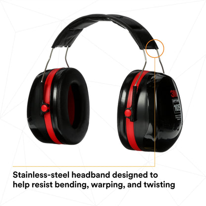 3M H10A Peltor Optime 105 Over the Head Earmuff, Ear Protectors, Hearing Protection, NRR 30 dB
