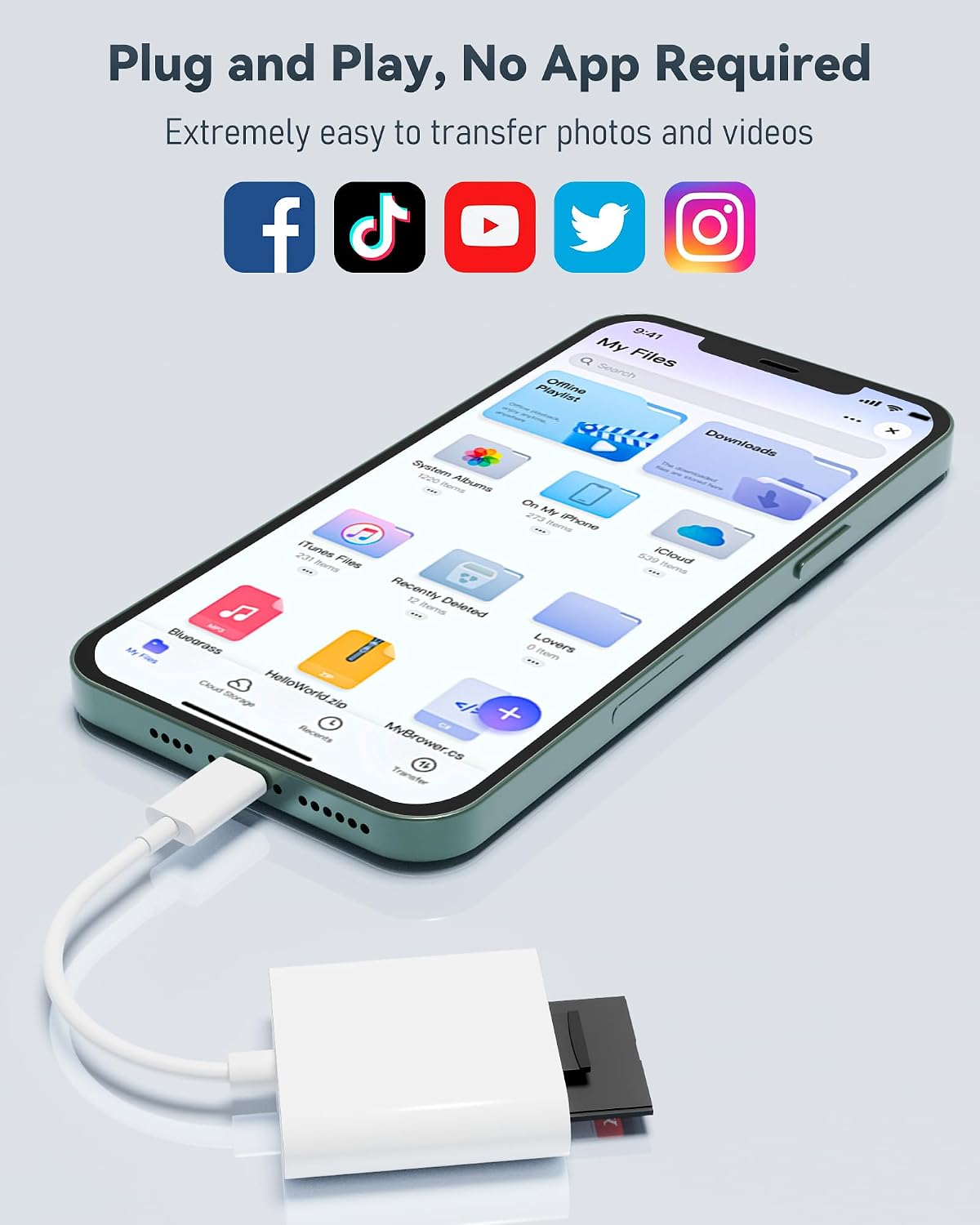 USB-C SD Card Reader, Dual Slot SD/MicroSD Adapter for iPhone 17/16/15