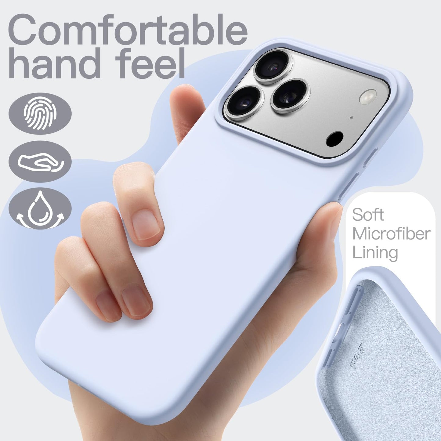 JETech Liquid Silicone Case for iPhone 17 Pro Max 6.9-Inch, Silky Soft Touch Full-Body Protection, Anti-Scratch Shockproof Phone Cover with Microfiber Lining (Dark Blue)