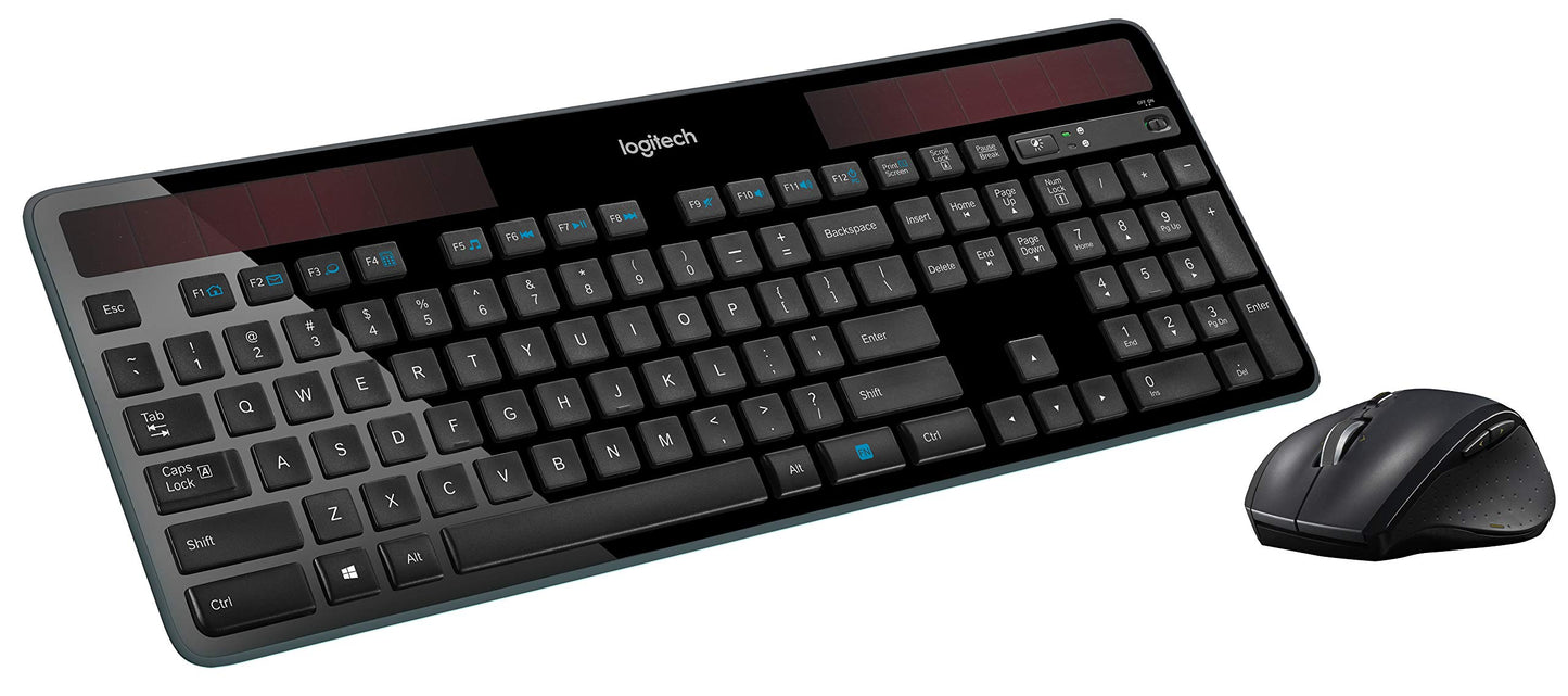 Logitech K750 Wireless Solar Keyboard for Windows, 2.4GHz Wireless with USB Unifying Receiver, Ultra-Thin, Compatible with PC, Laptop - Black