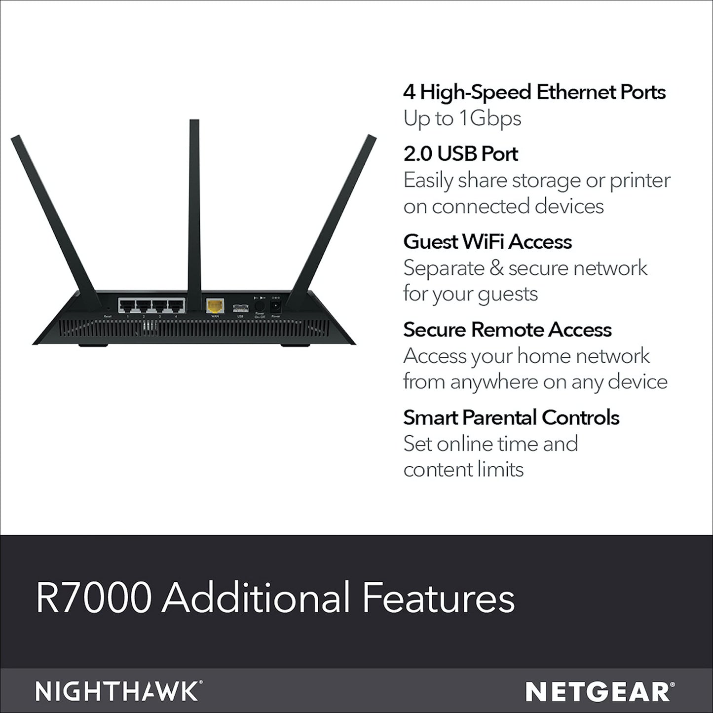NetGear R7000P-100NAR Nighthawk AC2300 2Band WiFi Router - Certified Refurbished