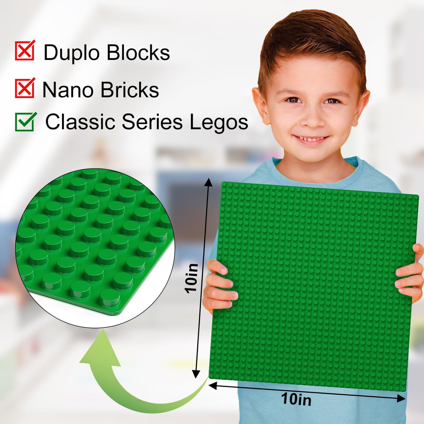 Pokiiulk Classic Gray Baseplates, 32x32 Studs Square Base Plates for Play or Display Bricks Creations, Compatible with Classic Legos, 10" x 10", Pack of 2, Perfect for City Streets, Castle, Mountains