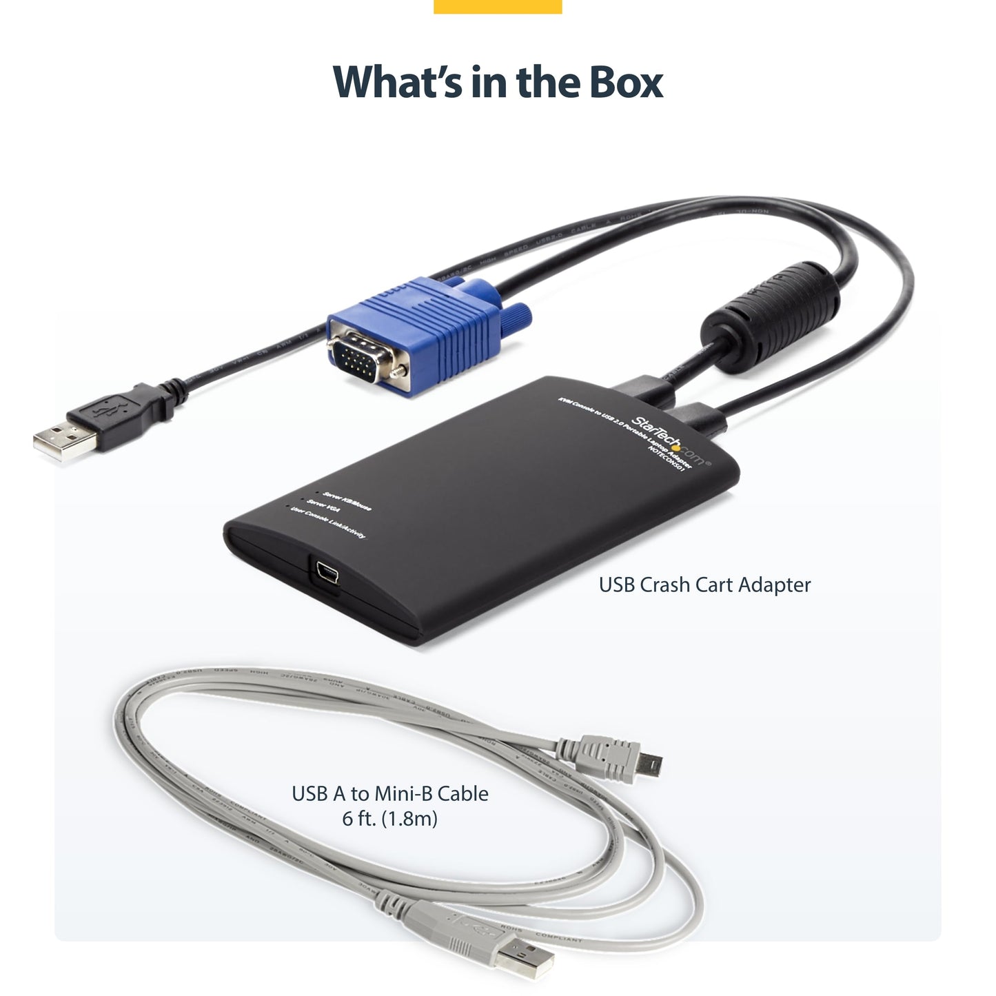 StarTech.com Portable Laptop Crash Cart Adapter, USB/VGA Analogue KVM Console, File Transfer & Video Capture, Windows/Linux/MacOS, TAA