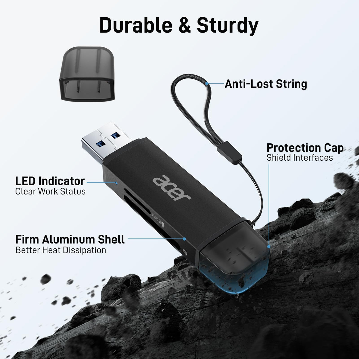 acer SD Card Reader USB C, Dual Slots USB Type C to Micro SD Card Adapter