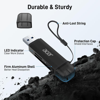 acer SD Card Reader USB C, Dual Slots USB Type C to Micro SD Card Adapter