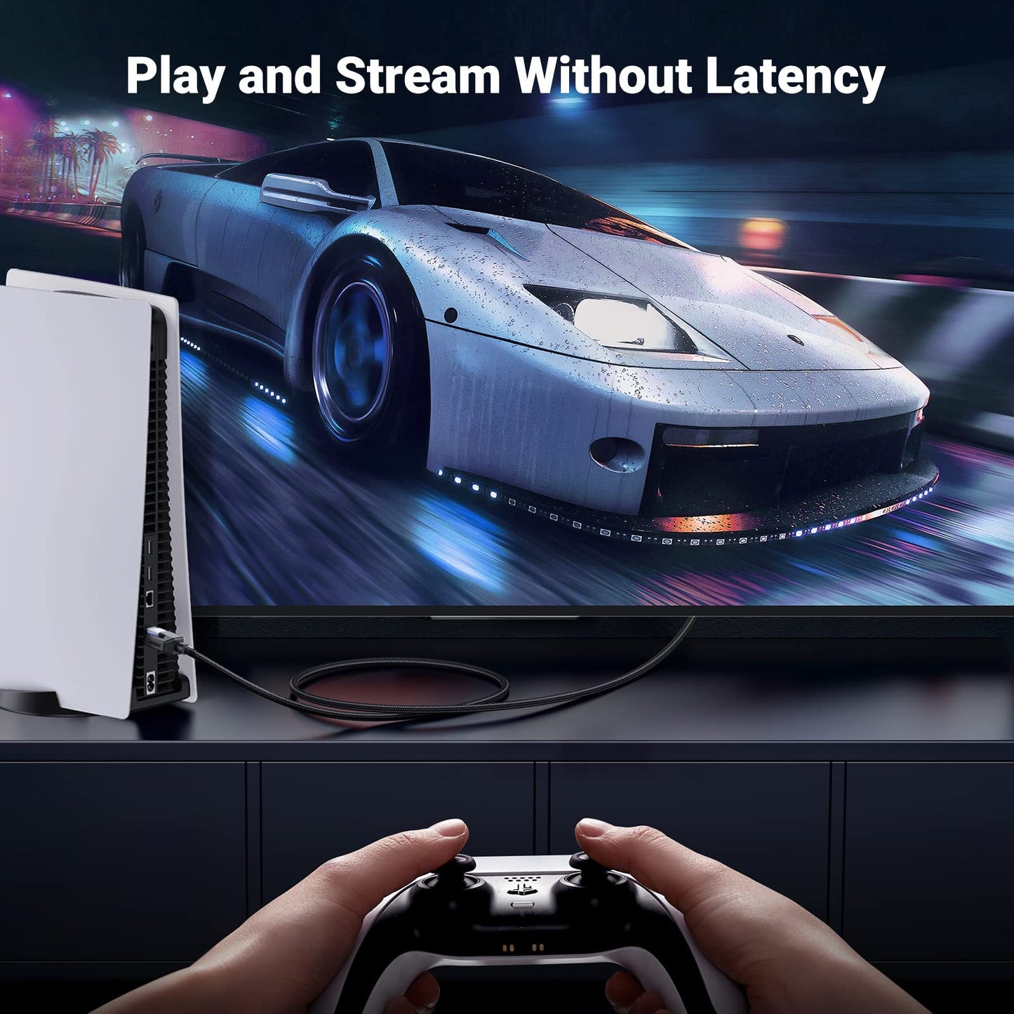 UGREEN Cat 8 Ethernet Cable 6FT, High Speed Braided 40Gbps 2000Mhz Network Cord Cat8 RJ45 Shielded Indoor Heavy Duty LAN Cables Compatible with Gaming PC PS5 PS4 PS3 Xbox Modem Router 6FT