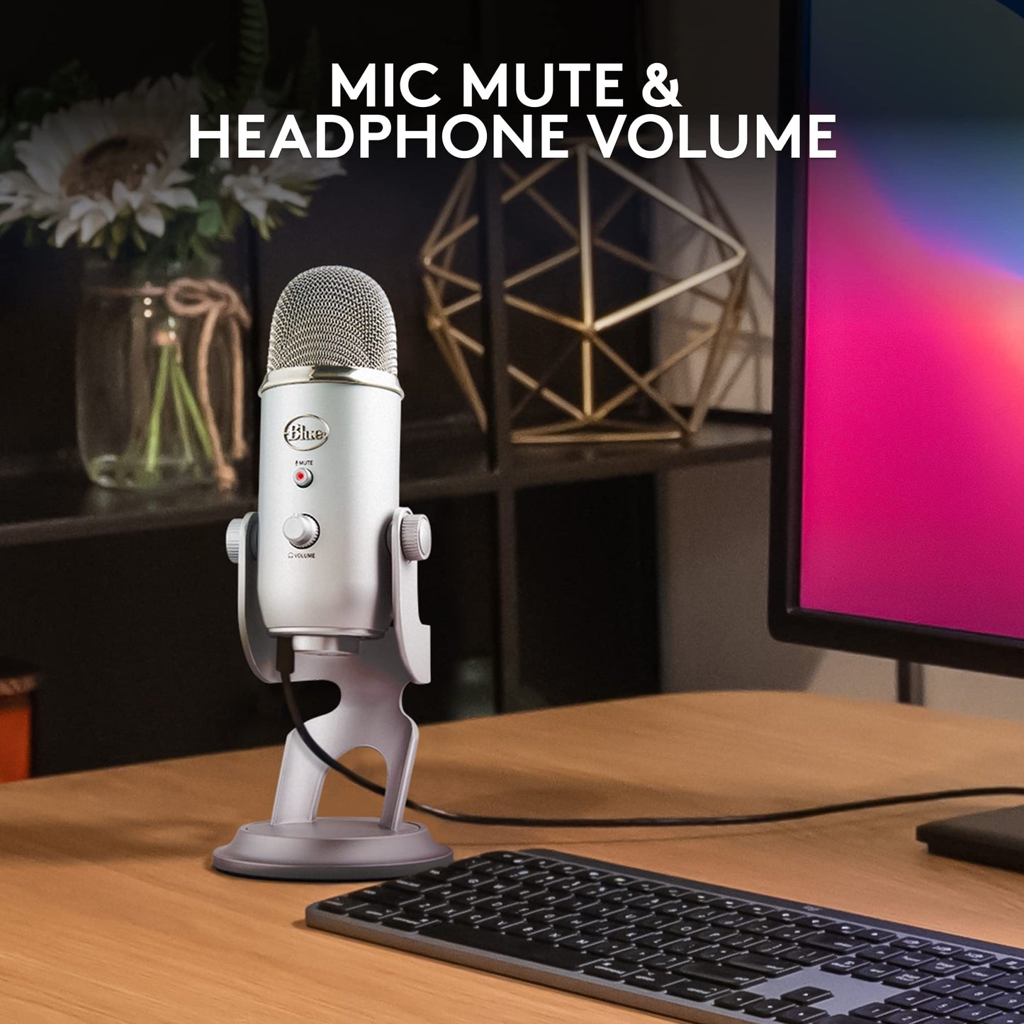 Logitech Creators Blue Yeti USB Microphone for PC, Mac, Gaming, Recording, Streaming, Podcasting, Studio and Computer Condenser Mic with Blue VO!CE effects, 4 Pickup Patterns, Plug and Play - Blackout