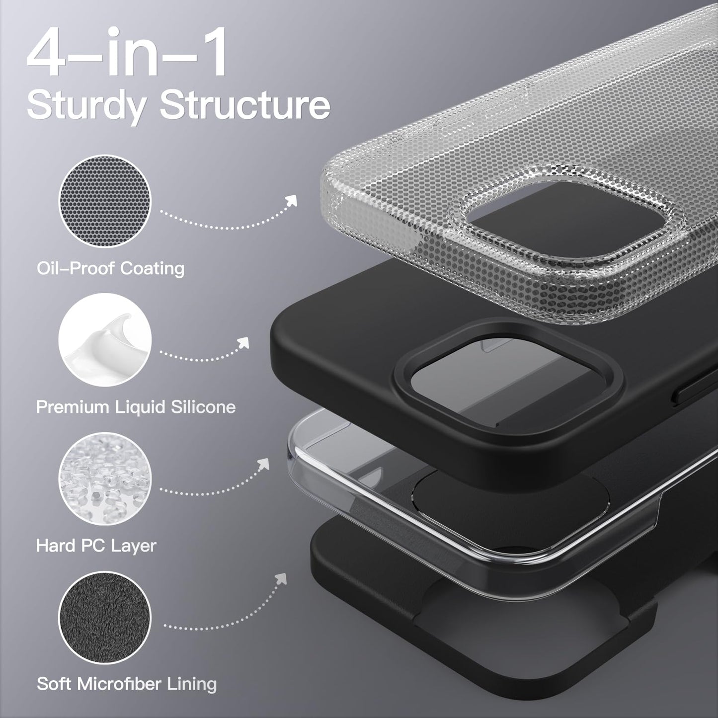 JETech Silicone Case for iPhone 13 6.1-Inch, Silky-Soft Touch Full-Body Protective Phone Case, Shockproof Cover with Microfiber Lining (Black)