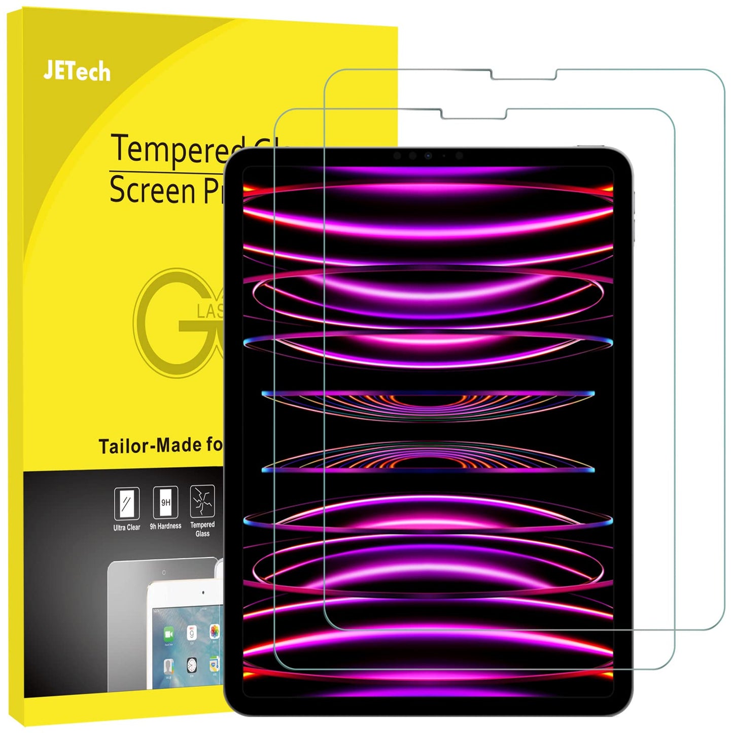 JETech Screen Protector for iPad (A16) 11th/10th Generation (2025/2022), 9H Tempered Glass Film, HD Clear, 2-Pack