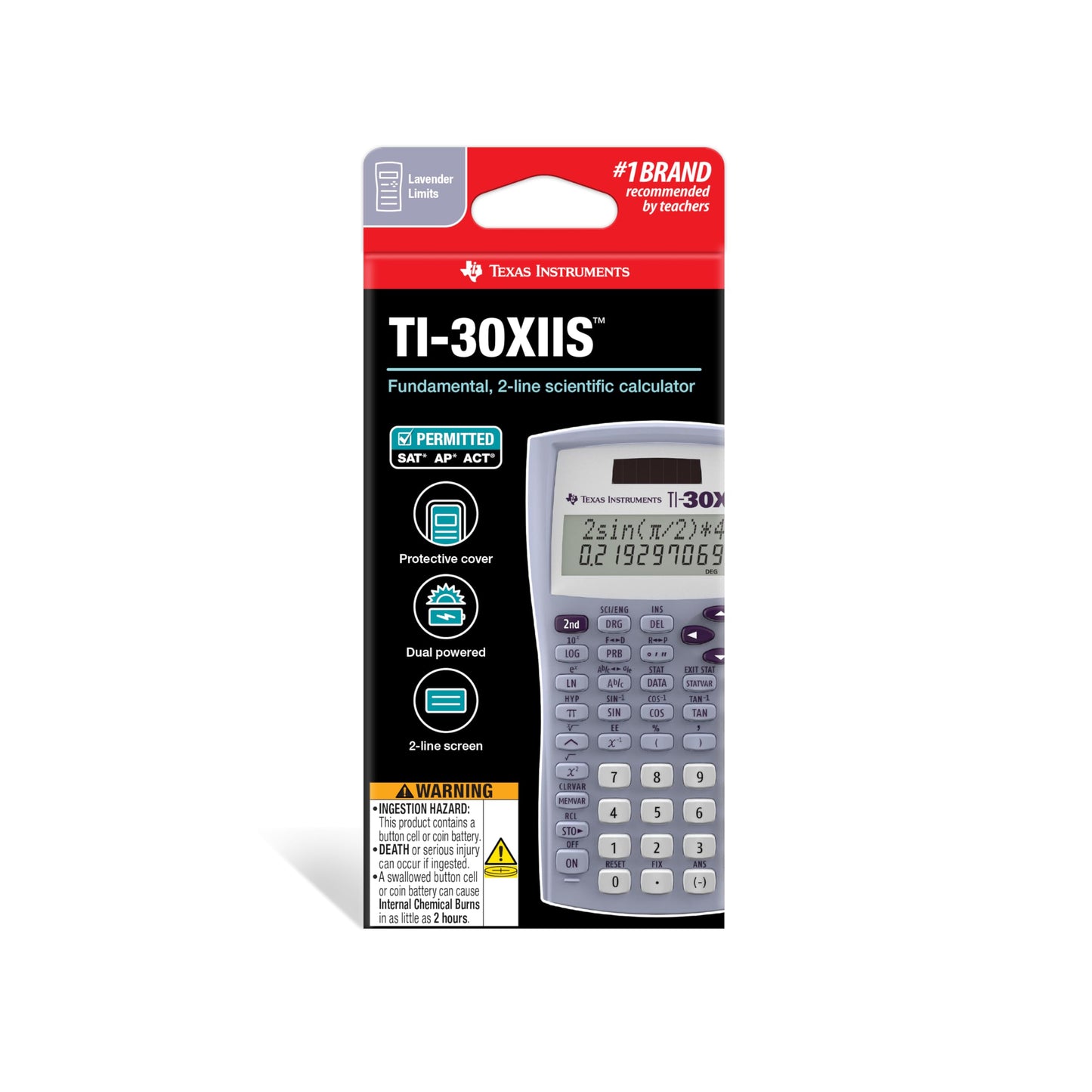 Texas Instruments TI-30XIIS Scientific Calculator, Black with Blue Accents (30XIIS/TBL/1L1/BK)
