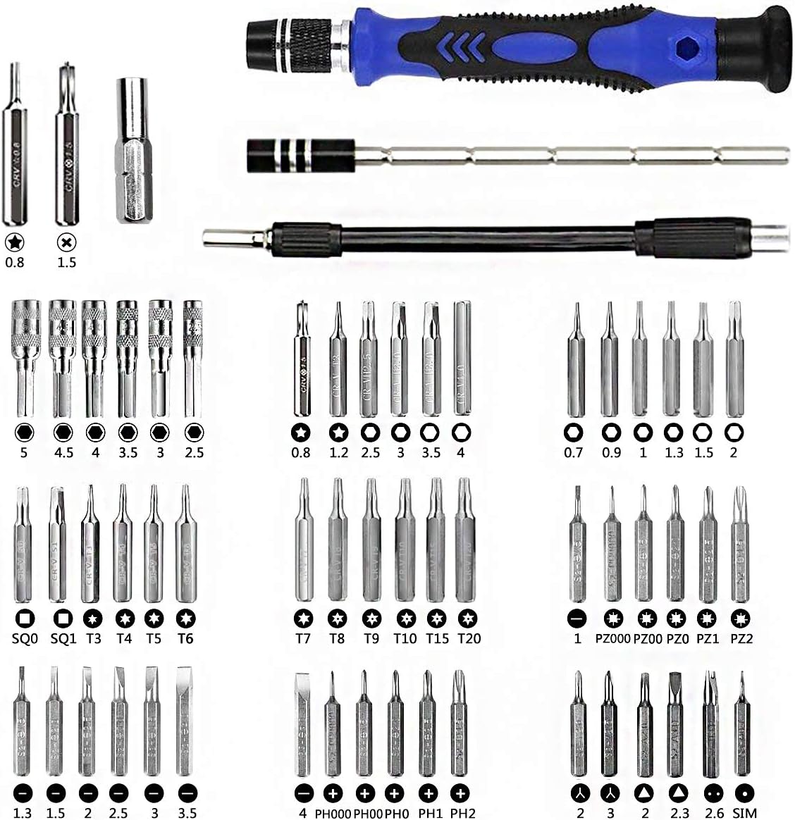 Professional Computer Repair Tool Kit, Precision Laptop Screwdriver Kit, XOOL 80 in 1 Electronics Repair Tool with 56 Magnetic Bits, Compatible for Macbook, iPhone, Game Console, Tablet