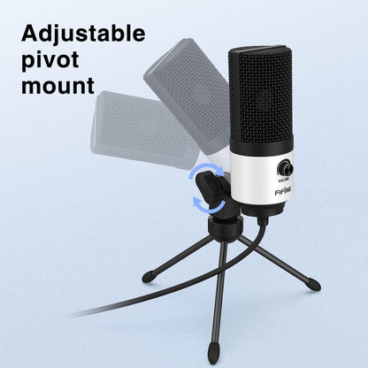 FIFINE USB Microphone, Metal Condenser Recording Microphone for MAC OS, Windows, Cardioid Laptop Mic for Recording Vocals, Voice Overs, Streaming, Meeting and YouTube Videos-K669B