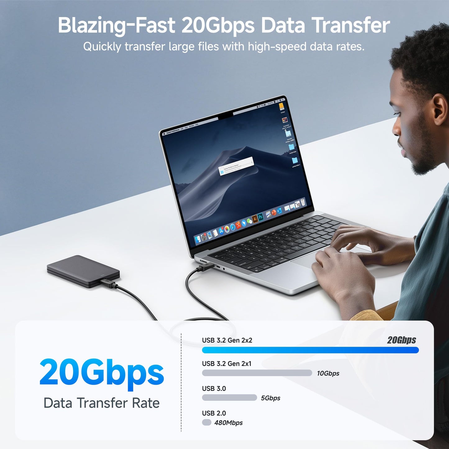 Cable Matters 20Gbps USB C to USB C Monitor Cable - 6ft / 1.8m, Supports Up to [8K@30Hz / 4K@120Hz Video, 240W Charging, 20Gbps Data Transfer], USBC Video Cable, Works with CarPlay, Android Auto