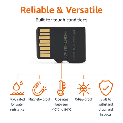 Amazon Basics 128GB microSDXC Memory Card with Adapter for Smartphones, Drones, Cameras, Full HD, Read Speed Up to 200MB/s, 1-Pack