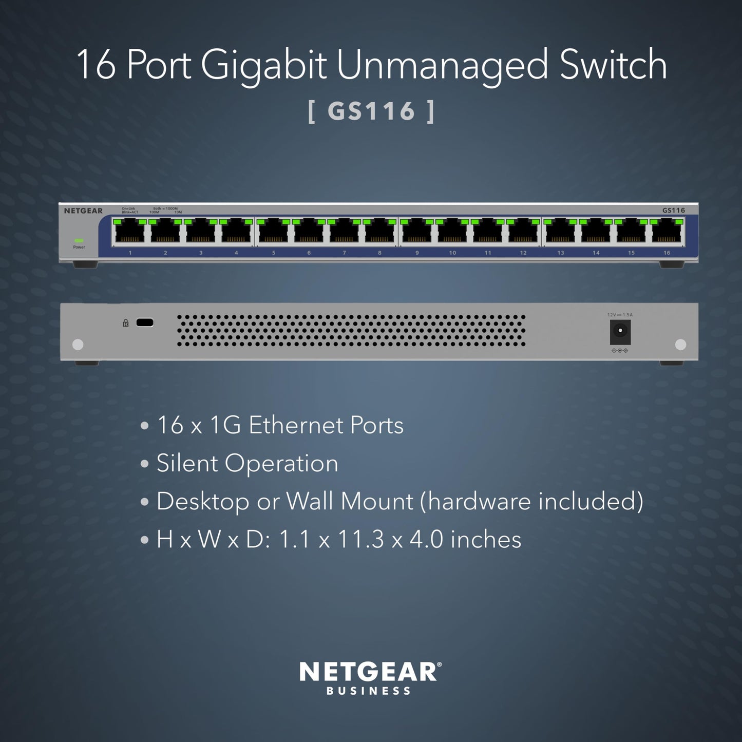 NETGEAR 8-Port Gigabit Ethernet Unmanaged Essentials Switch (GS308) - Home Network Hub, Office Ethernet Splitter, Plug-and-Play, Silent Operation, Desktop or Wall Mount