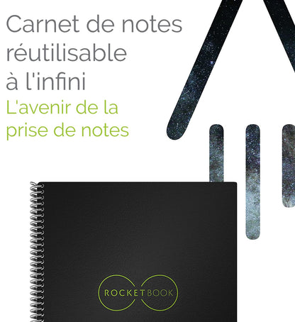 Rocketbook Fusion Hybrid Reusable Planner and Notebook in One, Additional Blank Pages, Goal and Project Tracker, Undated Planner, Letter Size 8.5x11, Black (Pack of 1)